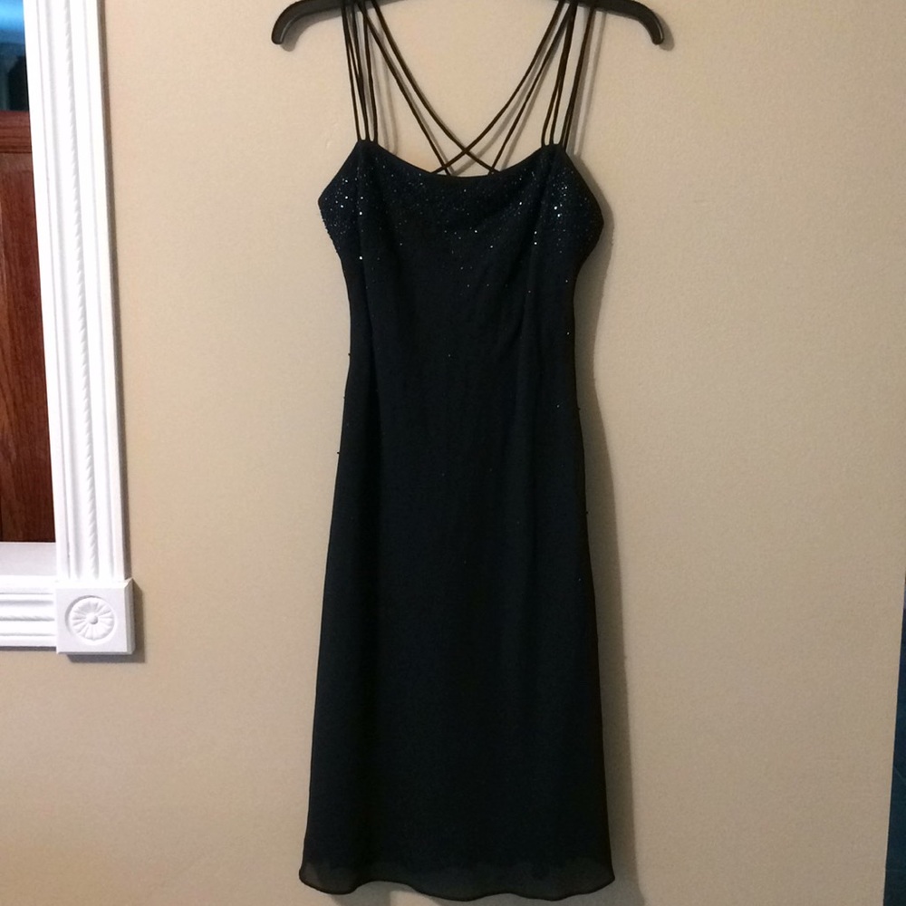 Navy blue beaded party dress